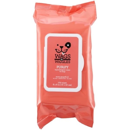 WAGS & WIGGLES 100 Polish Multipurpose Wipes For Dogs Very Berry